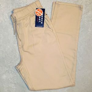 Khaki, basic pull-on pants.